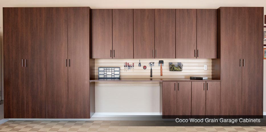 Coco Wood Grain Garage Cabinets